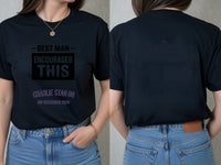 Personalised Weekender Unisex Tee — black tee, front and back view
