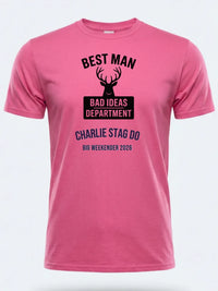Personalised Weekender Unisex Tee — pink tee, front view