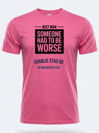 Personalised Weekender Unisex Tee — pink tee, front view