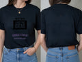 Personalised Weekender Unisex Tee — black tee, front and back view