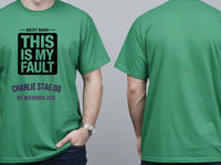 Personalised Weekender Unisex Tee — irish green tee, front and back view