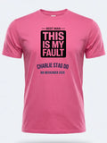 Personalised Weekender Unisex Tee — pink tee, front view