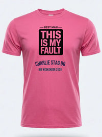 Personalised Weekender Unisex Tee — pink tee, front view