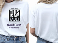 Personalised Weekender Unisex Tee — white tee, front and back view