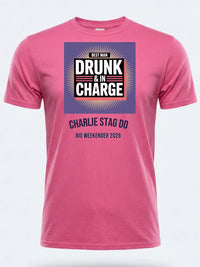 Personalised Weekender Unisex Tee — pink tee, front view