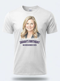 Watercolour Portrait Tee — Custom Painted Photo T-Shirt — white tee, front view