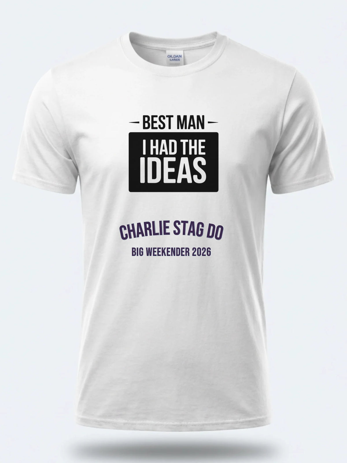 Personalised Weekender Unisex Tee — white tee, front view