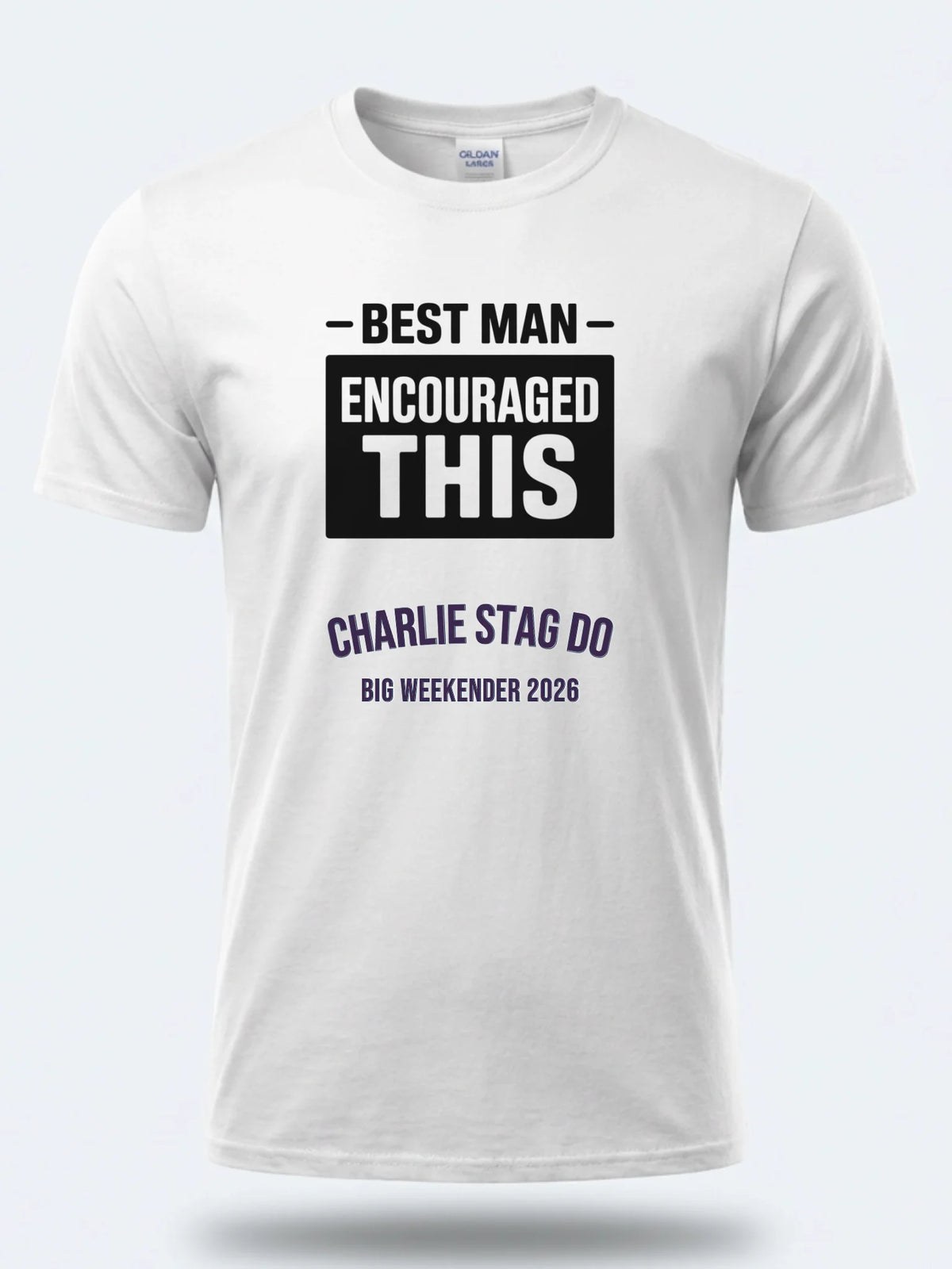 Personalised Weekender Unisex Tee — white tee, front view