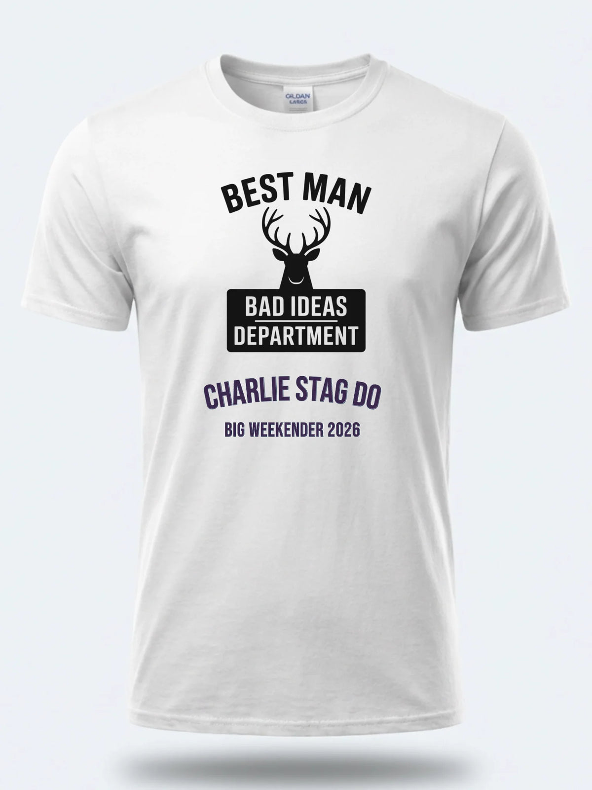 Personalised Weekender Unisex Tee — white tee, front view