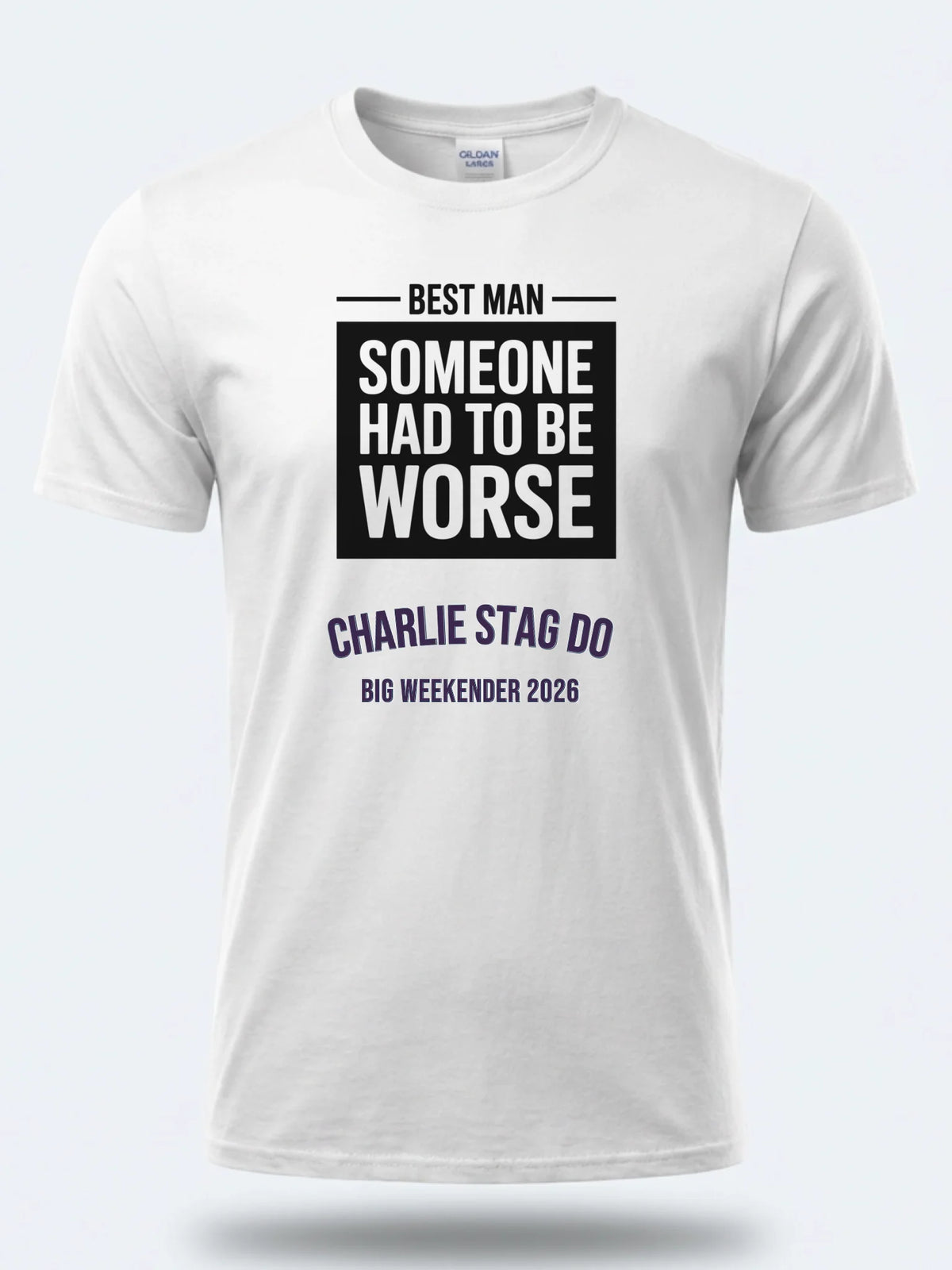 Personalised Weekender Unisex Tee — white tee, front view