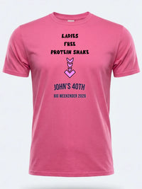 Personalised Banter Tee — pink tee, front view