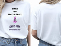 Personalised Banter Tee — white tee, front and back view