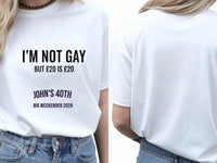 Personalised Banter Tee — white tee, front and back view