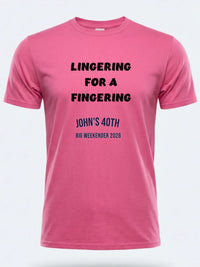 Personalised Banter Tee — pink tee, front view