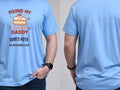 Personalised Banter Tee — carolina blue tee, front and back view