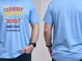 Personalised Banter Tee — carolina blue tee, front and back view