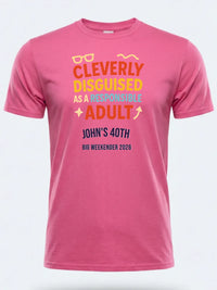 Personalised Banter Tee — pink tee, front view