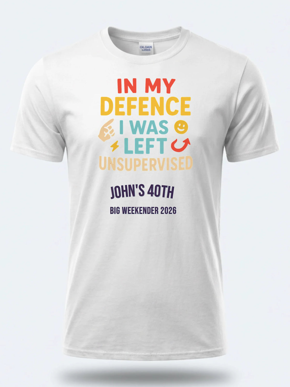 Personalised Banter Tee — white tee, front view