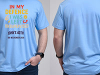 Personalised Banter Tee — carolina blue tee, front and back view