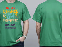 Personalised Banter Tee — irish green tee, front and back view