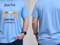 Personalised Banter Tee — carolina blue tee, front and back view