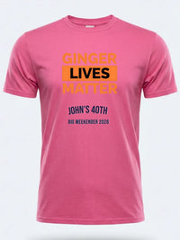 Personalised Banter Tee — pink tee, front view