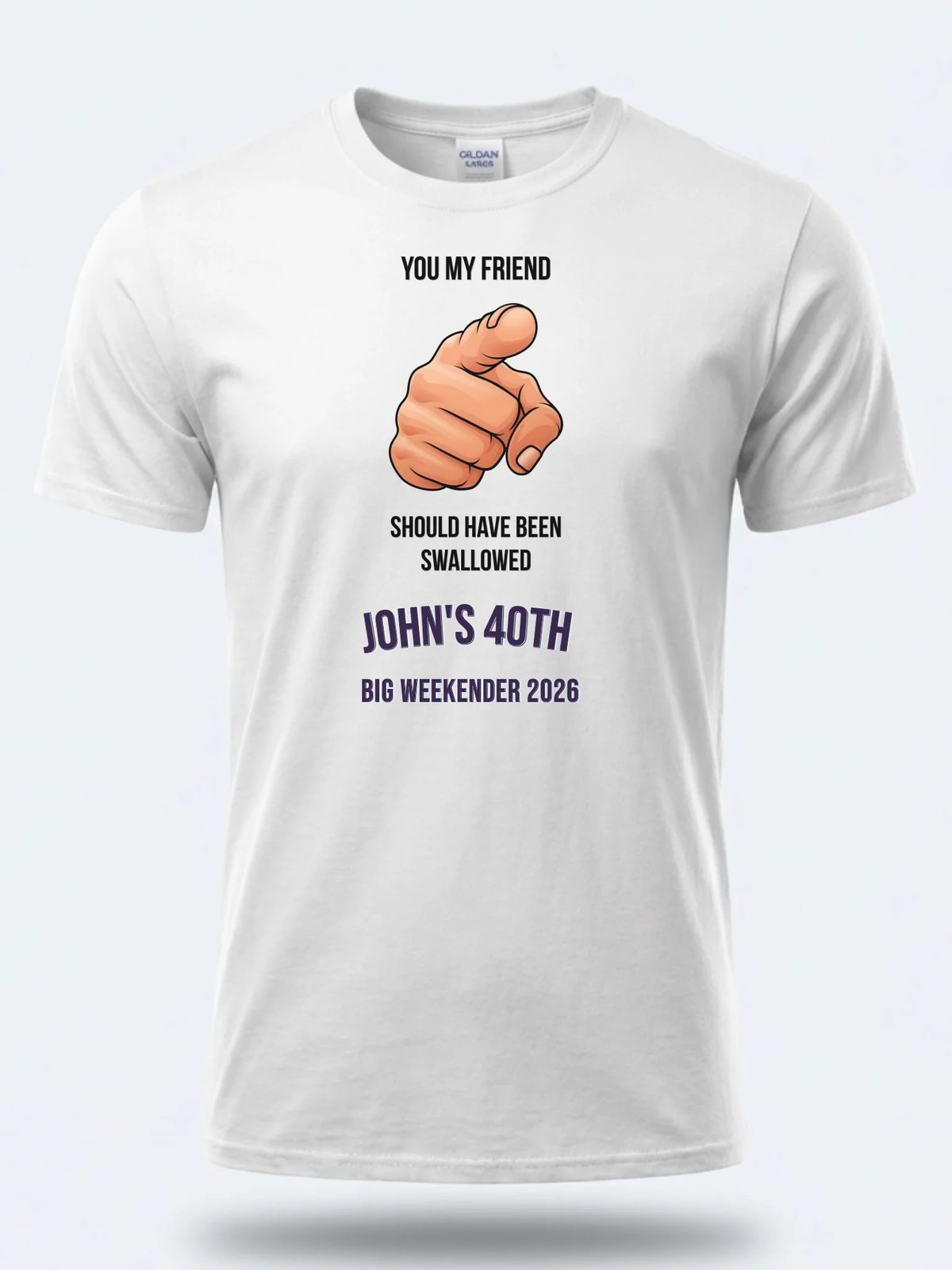 Personalised Banter Tee — white tee, front view