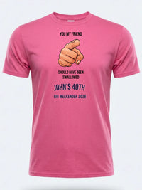 Personalised Banter Tee — pink tee, front view