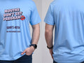 Personalised Banter Tee — carolina blue tee, front and back view