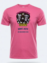 Personalised Banter Tee — pink tee, front view
