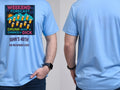 Personalised Banter Tee — carolina blue tee, front and back view