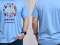 Personalised Banter Tee — carolina blue tee, front and back view