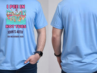 Personalised Banter Tee — carolina blue tee, front and back view