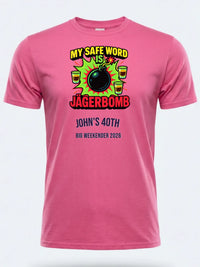 Personalised Banter Tee — pink tee, front view