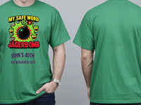 Personalised Banter Tee — irish green tee, front and back view