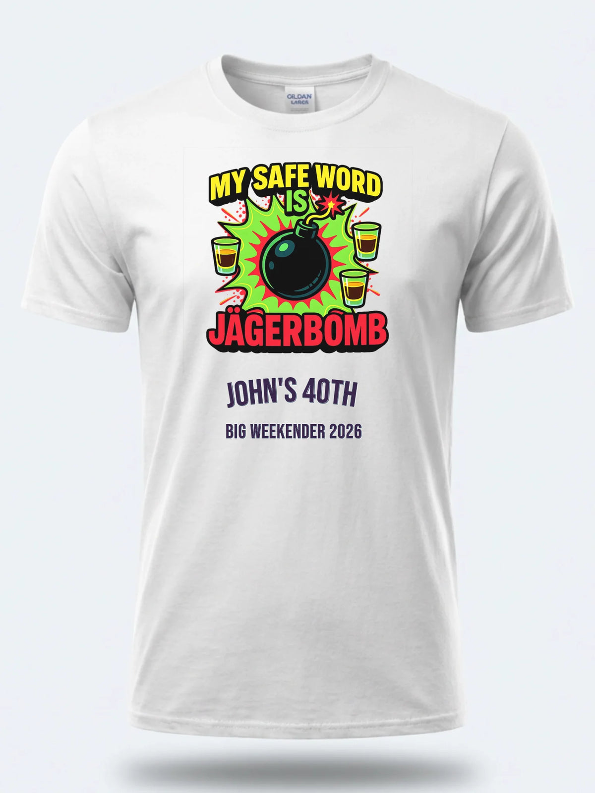 Personalised Banter Tee — white tee, front view