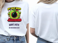 Personalised Banter Tee — white tee, front and back view