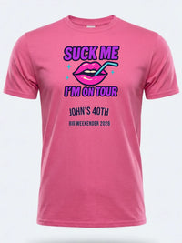 Personalised Banter Tee — pink tee, front view