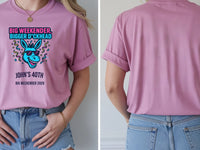 Personalised Banter Tee — azalea tee, front and back view