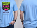 Personalised Banter Tee — carolina blue tee, front and back view