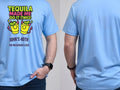 Personalised Banter Tee — carolina blue tee, front and back view