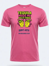 Personalised Banter Tee — pink tee, front view