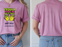Personalised Banter Tee — azalea tee, front and back view