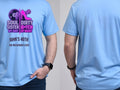 Personalised Banter Tee — carolina blue tee, front and back view