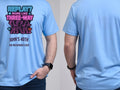 Personalised Banter Tee — carolina blue tee, front and back view