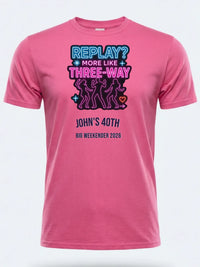 Personalised Banter Tee — pink tee, front view