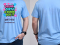 Personalised Banter Tee — carolina blue tee, front and back view