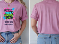 Personalised Banter Tee — azalea tee, front and back view