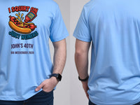 Personalised Banter Tee — carolina blue tee, front and back view