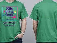 Personalised 80s Tee — irish green tee, front and back view